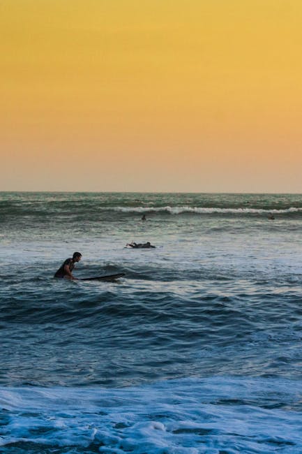 Surfeur en action sur une vague de la côte basque au coucher du soleil